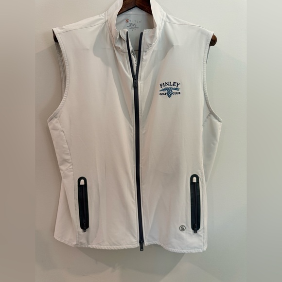 Finley White Golf Vest with Navy Trim - Picture 3 of 8